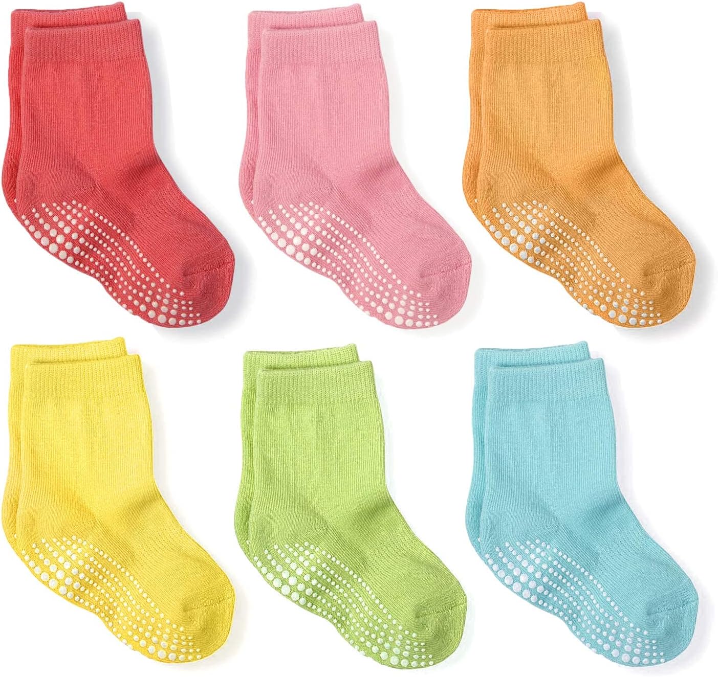 LA ACTIVE Non Slip Grip Ankle Boys and Girls Athletic Crew Socks for Babies Toddlers and Kids