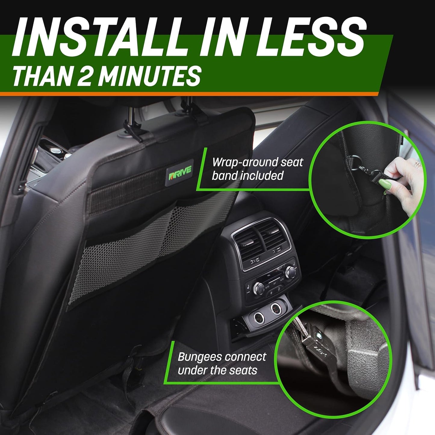DRIVE AUTO PRODUCTS - 2er-Pack Autositz-Rückenlehnenschoner, wendbare Trittmatten - Grau 