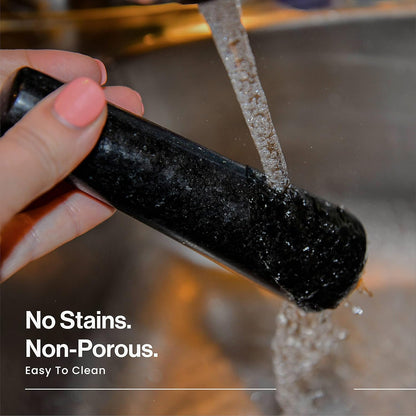 HiCoup Mörser- und Stößel-Set – 6 Zoll Granit, große Molcajete-Schüssel mit Steinmahlwerk – Gewürz-, Kräuter- und Avocadostampfer für Guacamole, Salsa und Pesto – fasst 2 Tassen 