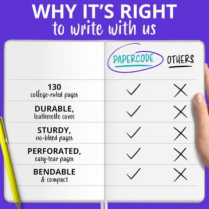 Papercode Lined Journal – Luxury Soft Cover Notebook, 130 Pages, Black