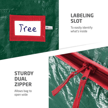 Zober Christmas Tree Storage Bag - Fits 9 Ft Artificial Trees, Waterproof, Durable Handles, Label Slot (Green)