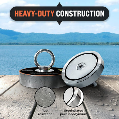 King Kong Magnetics 400 lbs Pulling Force Magnet Fishing Kit - 2.36" Neodymium Magnet, Rope, Gloves & Accessories