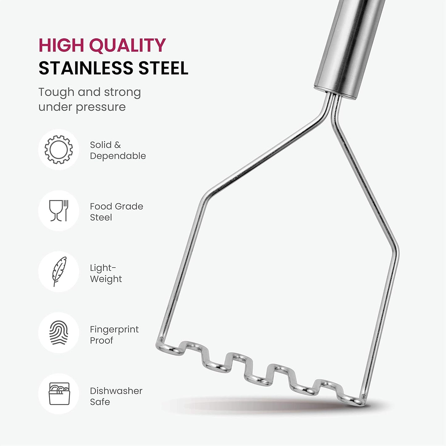 Küchenhelfer-Set aus Edelstahl – 10-teiliges, hochwertiges, antihaftbeschichtetes und hitzebeständiges Küchenhelfer-Set, Pfannenwender, Spaghettiheber, Schöpfkelle, Servierlöffel, Schneebesen, Zange, Kartoffelstampfer und Utensilienhalter