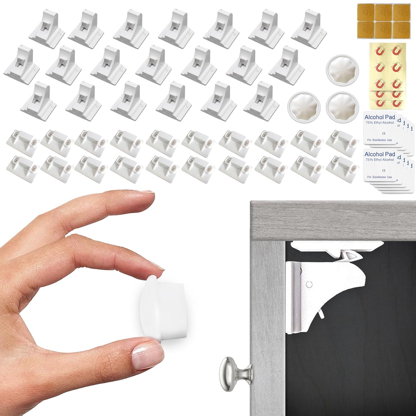 Eco Baby Magnetic Cabinet Locks – 12/20 Pack with 2/3 Keys, Easy Installation, No Tools Required