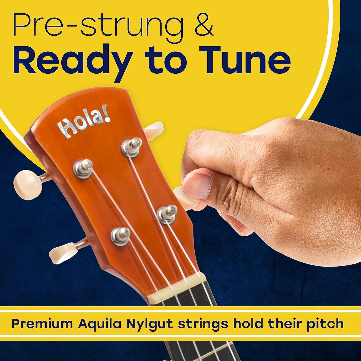 Hola! Music Ukulele for Adults & Kids - 53cm HM-21BU Soprano Ukulele for Kids with Carry Case, Strap and Picks - Blue/Pink