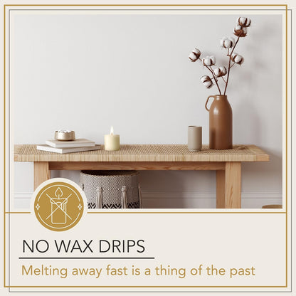 Melt Candle Pillar Candles, 3-Pack, Unscented for Home, Church, Weddings, 3" x 3", Ivory