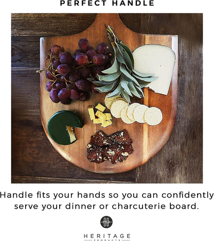 Heritage Acacia Wood Pizza Peel – 22x14 inch Paddle with Handle for Easy Use