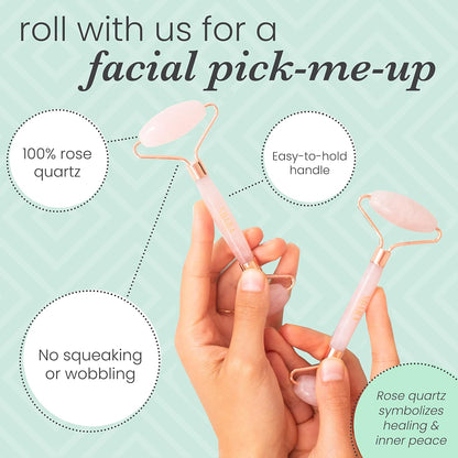 Rose Quartz Roller - Anti-Aging Jade Roller for Wrinkles & Puffy Eyes