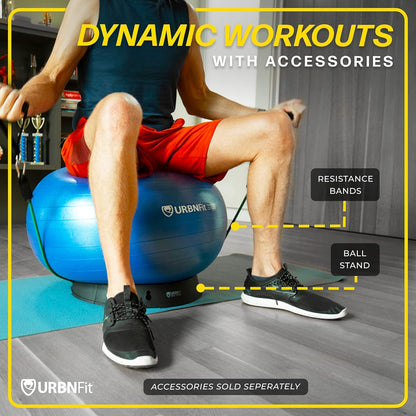 URBNFit Exercise Ball - Anti-Burst Yoga Ball for Fitness, Pregnancy, Stability, with Quick Pump