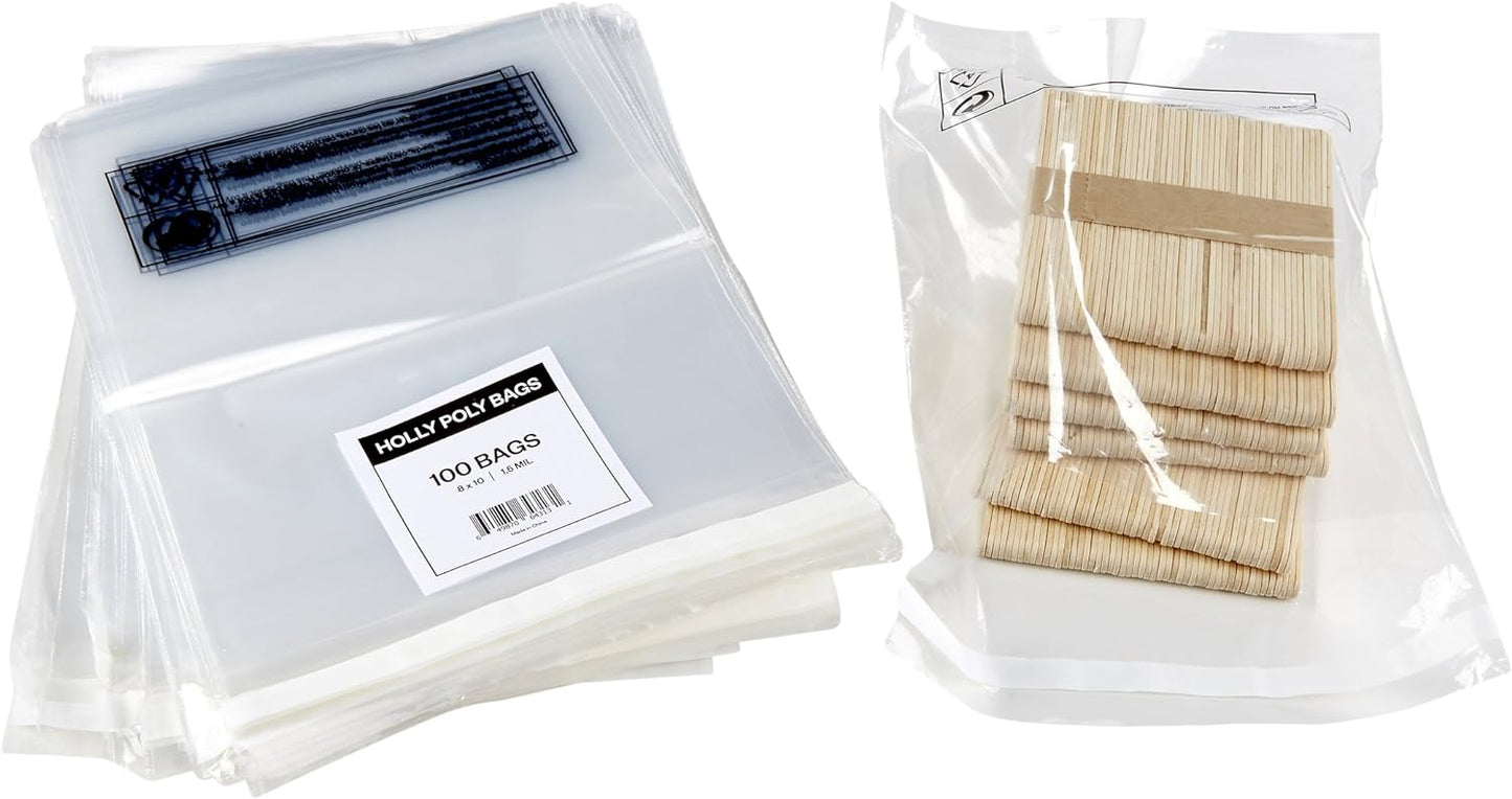 Holly Poly Plastic Bags - 400 Pcs, Multiple Sizes for Jewellery, Crafts & Sweets