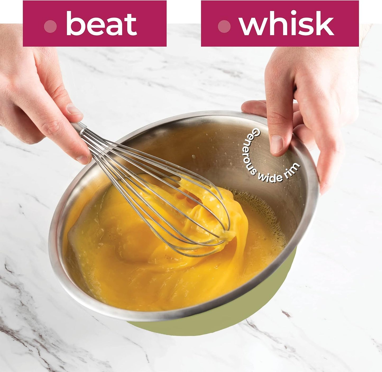 FineDine Edelstahl-Geschirrschalen – leicht zu reinigen, stapelbare Schalen für platzsparende Lagerung, ideal zum Kochen, Backen, Vorbereiten, 5 Quarts 