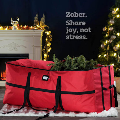 Zober Christmas Tree Storage Bag - 9 Ft, Waterproof, Tear-Proof Oxford Fabric, Zippers & Durable Straps (Red)