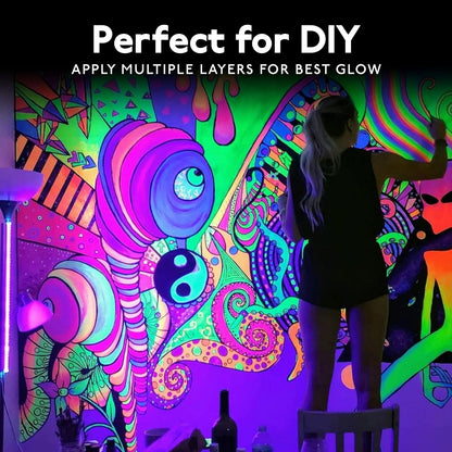 Individuall Glow in the Dark Paint - Set of 8, 20mL Acrylics for Canvas, Walls & Ornaments