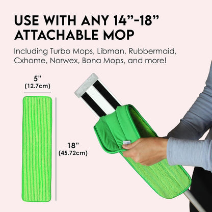 Mop Pads 4-Pack, 18" Reusable Washable, Velcro Attachment - Fits Bona, Rubbermaid & More