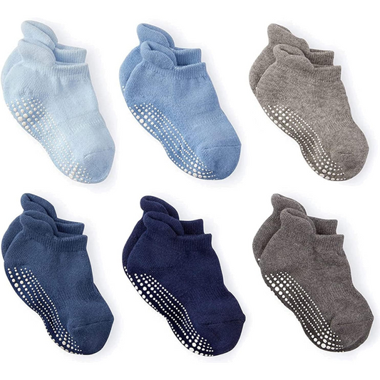 LA ACTIVE Non Slip Grip Ankle Boys and Girls Socks with Non Skid for Babies Toddlers and Kids Back to School