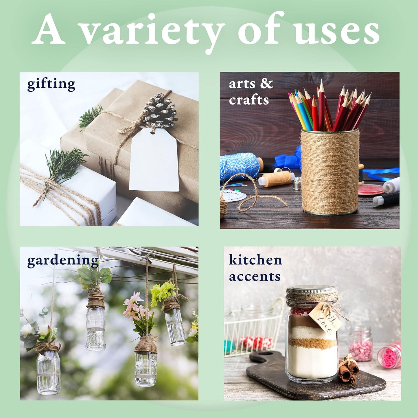 BeCraftee Jute Twine – Heavy Duty Hemp Twine for Crafts, Gardening & Gift Wrapping 656ft, 2mm