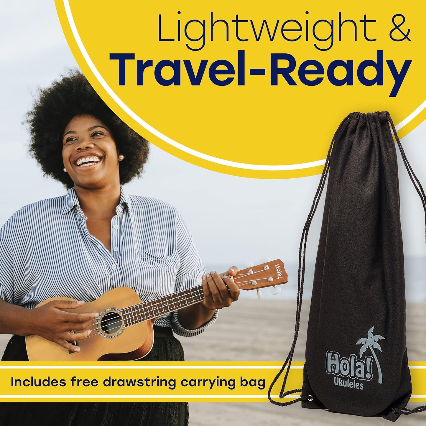 Hola! Music 21" Soprano Ukulele for Adults, Kids & Beginners – Maple with Bag & Accessories (Natural)