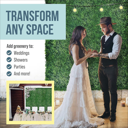 CREATIVE SPACE Grass Wall - 12 Panels, Faux Boxwood Backdrop for Events