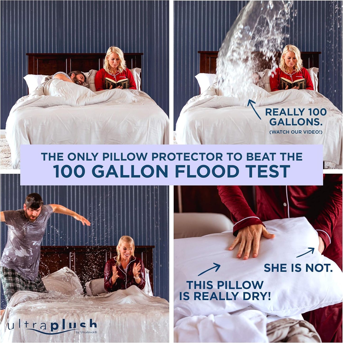 UltraPlush Kissenschutz - Wasserdichte und hypoallergene Bezüge - Milbensicher, 2er-Pack Premium-Schutzbezüge mit Reißverschluss - Weiche und sanfte Kissenbezüge - Standard 