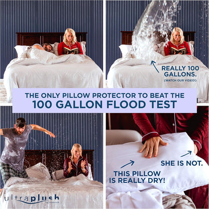 UltraPlush Kissenschutz - Wasserdichte und hypoallergene Bezüge - Milbensicher, 2er-Pack Premium-Schutzbezüge mit Reißverschluss - Weiche und sanfte Kissenbezüge - Standard 