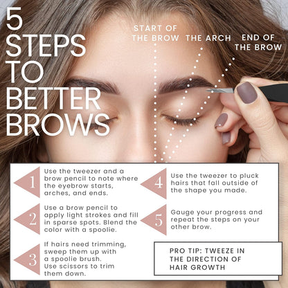 Tweezer Guru Pointed Tweezers - Precision Needle Nose Tip, Best for Eyebrows & Ingrown Hairs