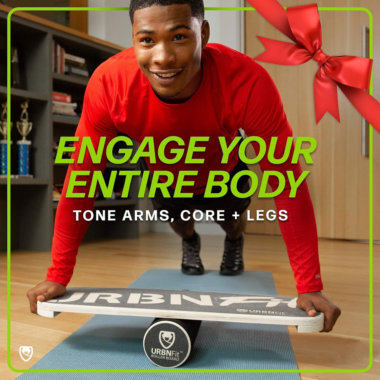 URBNFit Wooden Balance Board - Wobble Board for Skateboard, Hockey, Snowboard & Surf Training, Core Stability Workout Guide