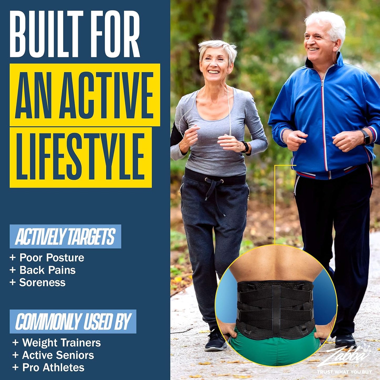 Back Brace for Pain Relief – Breathable Compression Lumbar Belt with Pocket for Sciatica & Muscle Strain