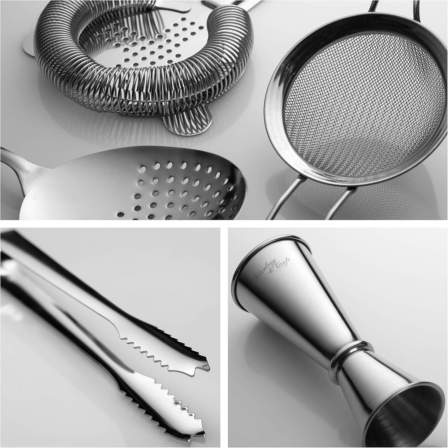 Mixology &amp; Craft Cocktail-Set 11-tlg. – Cocktail-Shaker-Set aus Edelstahl mit Boston Shaker und Bar-Zubehör – Inkl. Rezepte 