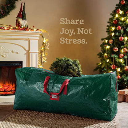 Zober Christmas Tree Storage Bag - Fits 9 Ft Artificial Trees, Waterproof, Durable Handles, Label Slot (Green)