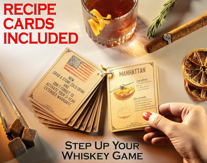 Mixology & Craft Whiskey Set - 12pc with Granite Stones, Glasses & Coasters