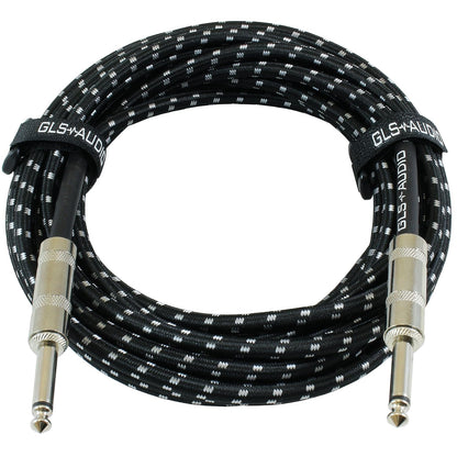 Audio-Instrumentenkabel – 1/4 Zoll TS auf 1/4 Zoll Instrumentenkabel für Bass/E-Gitarre – Schwarz/Grau geflochtenes Tweed, 20 Fuß 