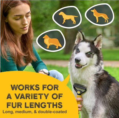 Deshedding Dog Brush – Double-Sided Pet Hair Remover for Cats & Dogs, Undercoat Grooming Rake for Shedding & Dematting