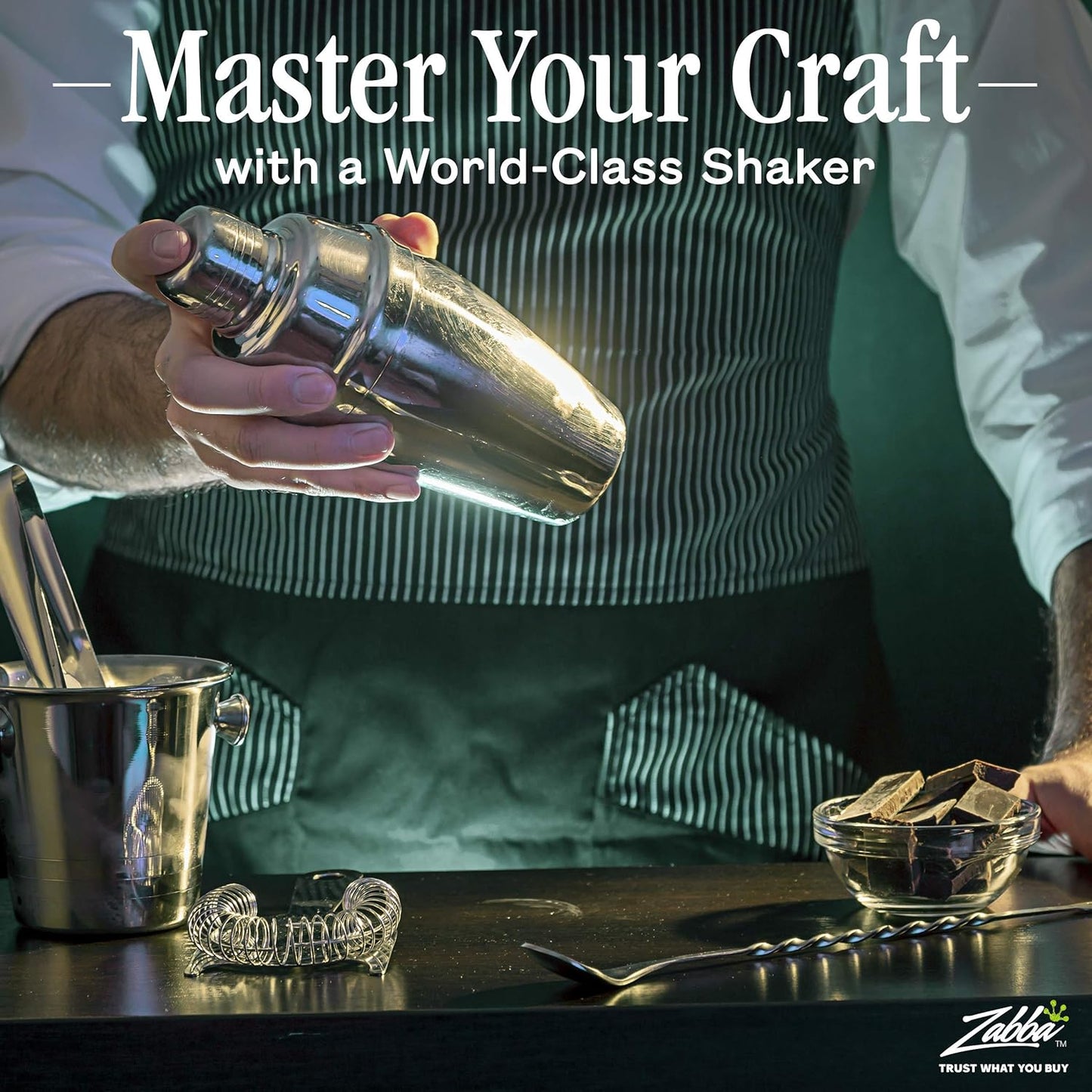 Nuvantee Cocktail-Shaker-Set, 24 oz Martini- und Getränkemixer mit eingebautem Sieb, Messbecher, Home-Barkeeper-Set, Martini-Shaker aus Edelstahl 