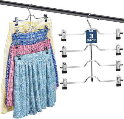 Zober 5-Tier Skirt Hangers with Clips - Non-Slip Metal, Adjustable Clips & Swivel Hooks, Space-Saving