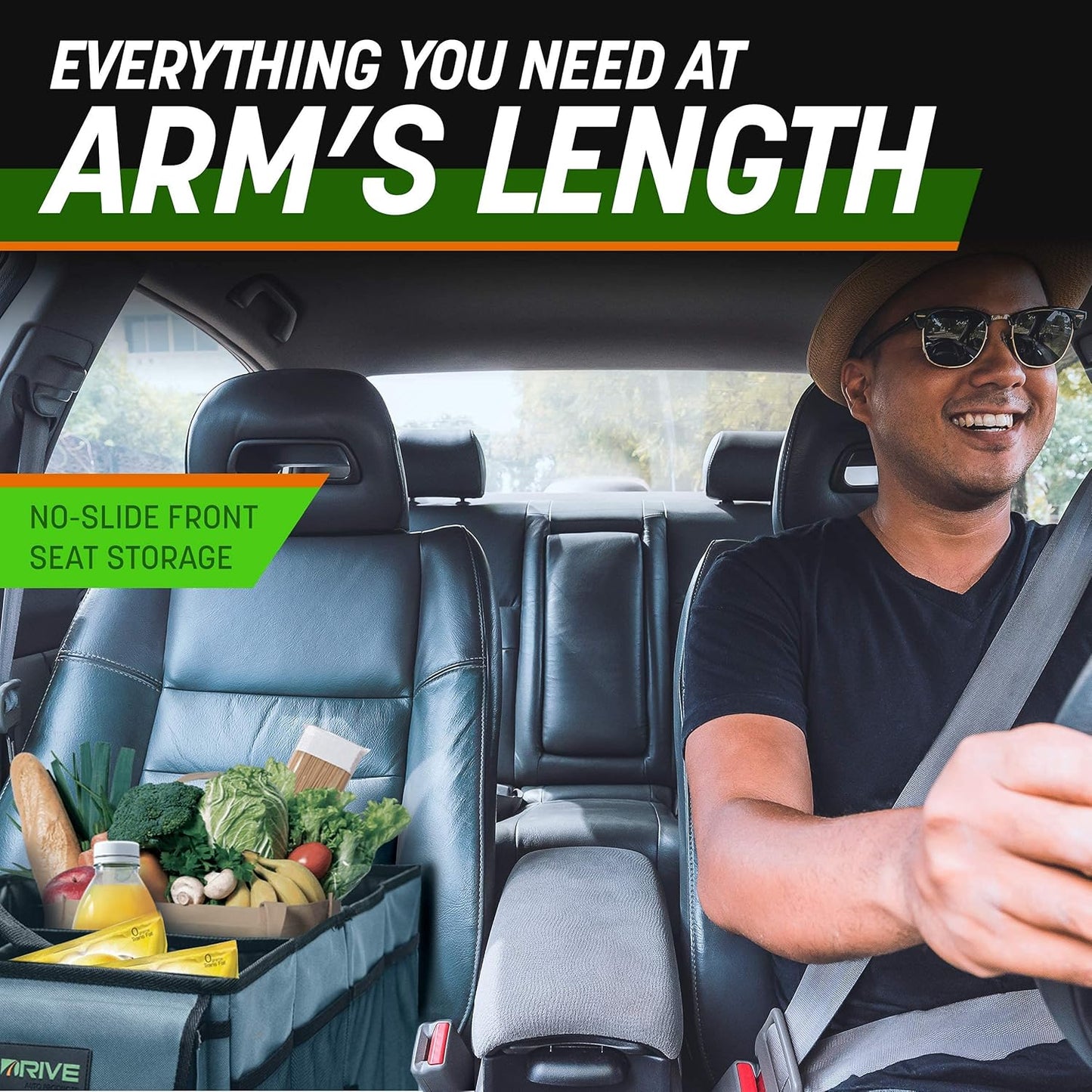 Drive Auto Car Trunk Organizer – Collapsible, Multi-Compartment Storage with Adjustable Straps, Grey