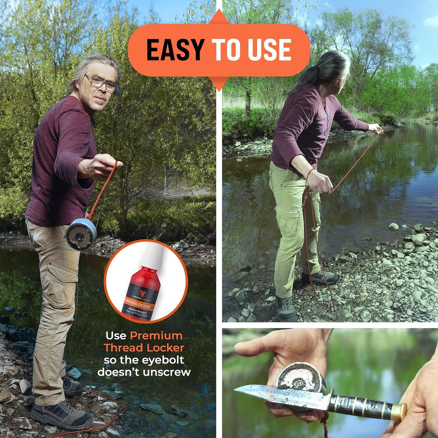 King Kong Magnetics 400 lbs Pulling Force Magnet Fishing Kit - 2.36" Neodymium Magnet, Rope, Gloves & Accessories