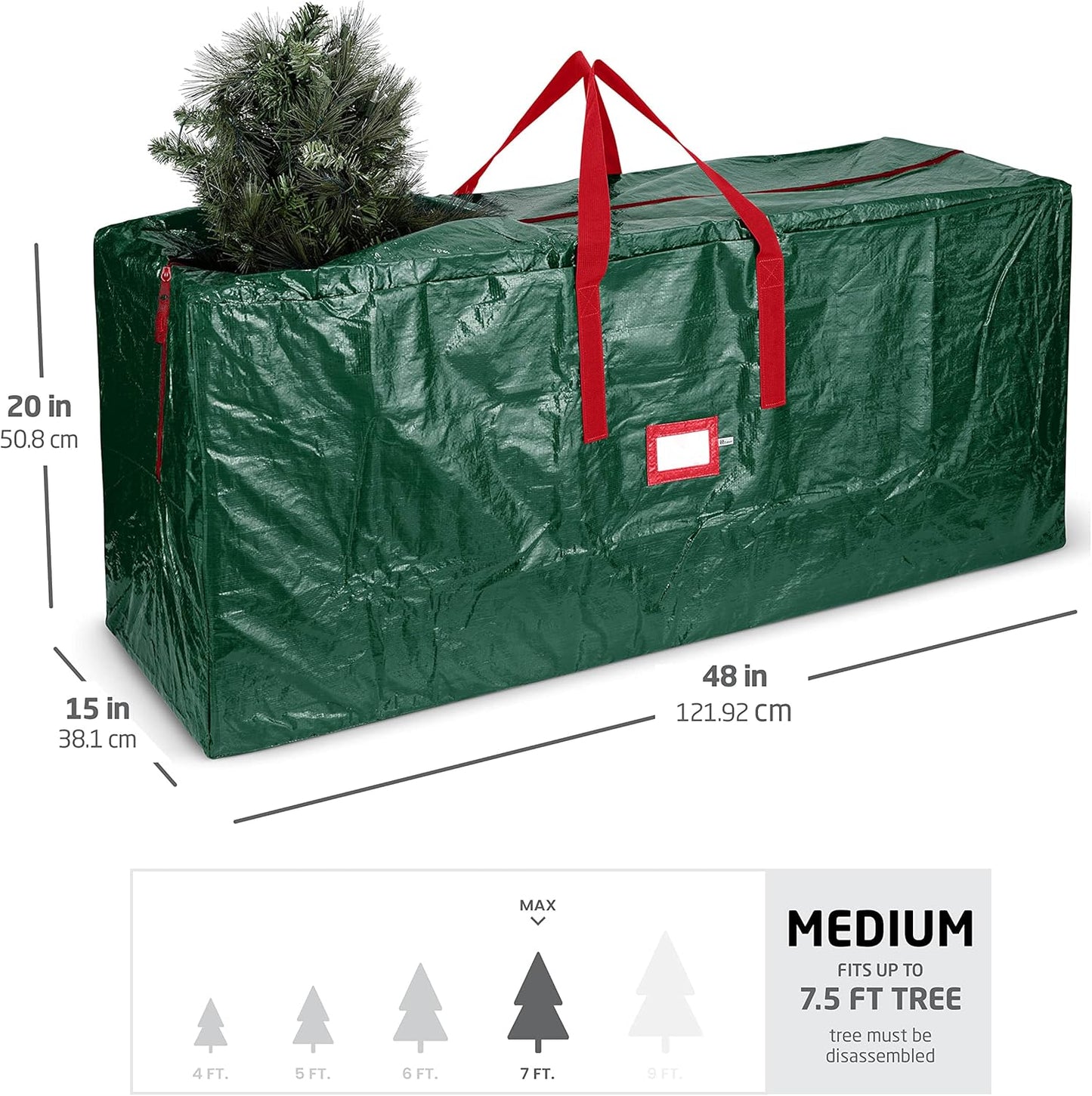 Zober Christmas Tree Storage Bag - Fits 9 Ft Artificial Trees, Waterproof, Durable Handles, Label Slot (Green)