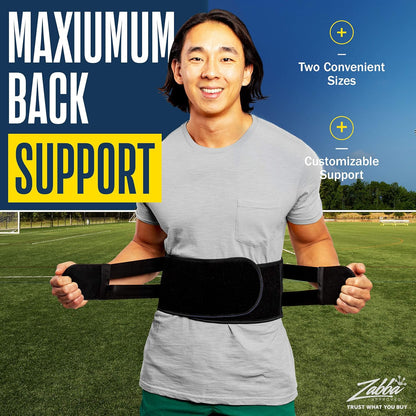 Back Brace for Pain Relief – Compression Lumbar Support Belt with Pocket for Sciatica & Strained Muscles M/L
