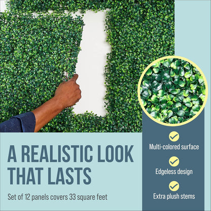 CREATIVE SPACE Grass Wall - 12 Panels, Faux Boxwood Backdrop for Events
