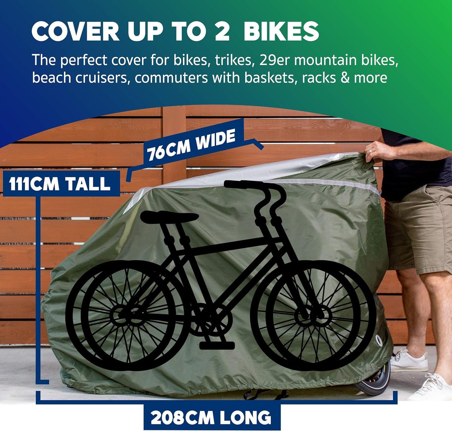 YardStash Bicycle Cover XL - Extra Large for Beach Cruiser, Mountain Bike, Electric Bikes, Kids' Bikes, with Baskets or Racks