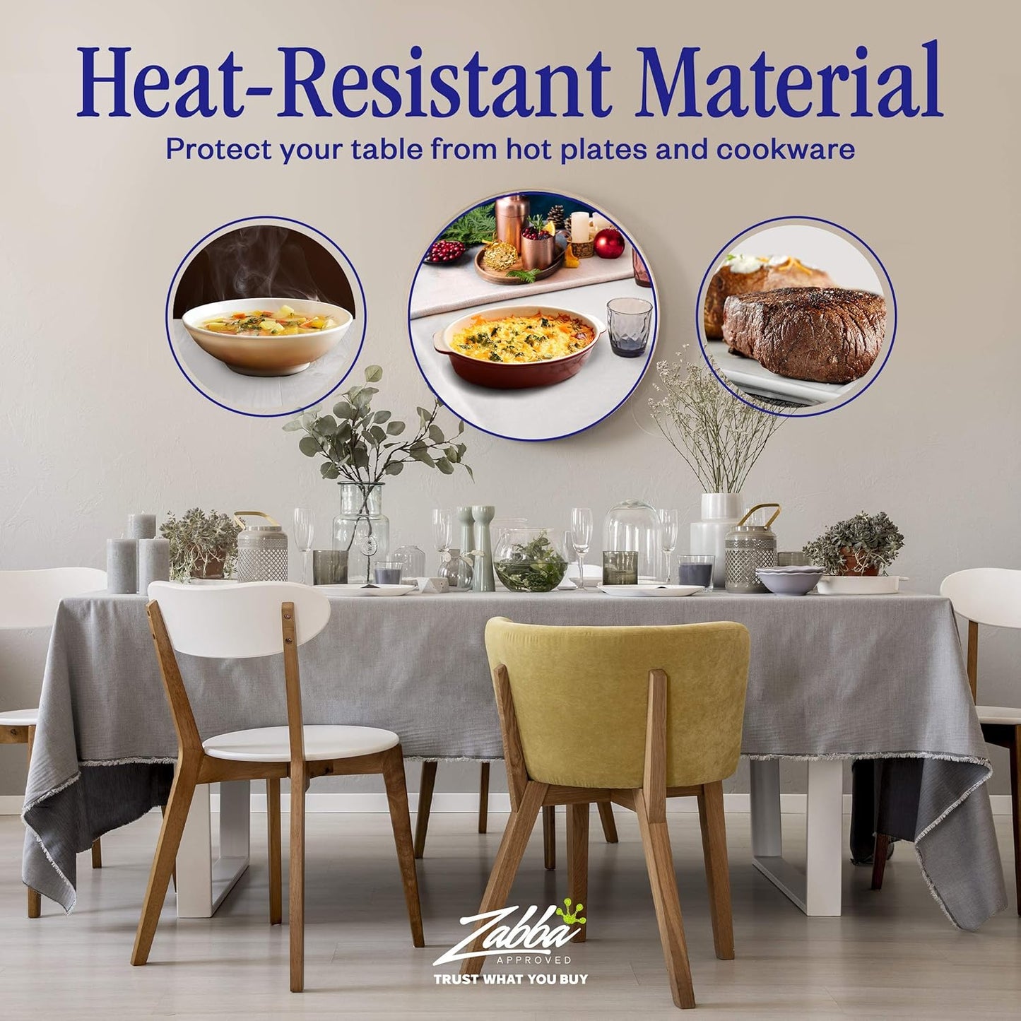 Nuvantee Table Protector Pad – 52 x 108 Inch Premium Spill & Heat Guard with Flannel Backing, Easy to Clean