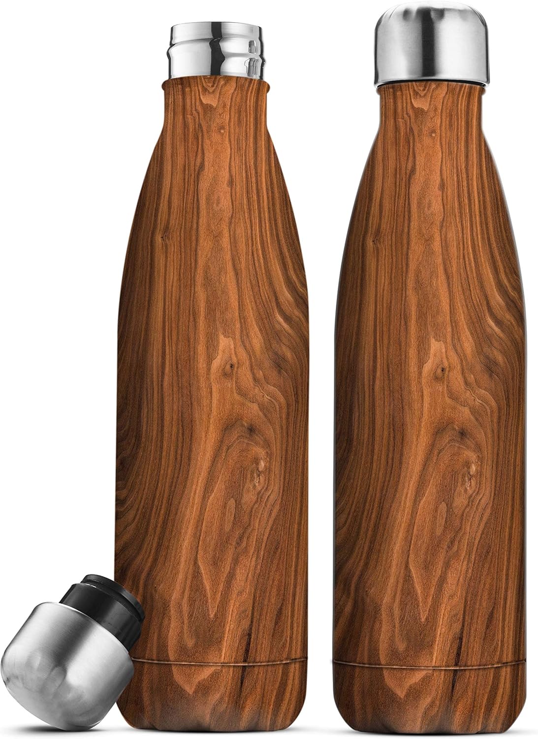 Dreifach isolierte Edelstahl-Wasserflasche von FineDine (2er-Set), 17 oz, elegante Flaschen, hält heiß und kalt, 100 % auslaufsicher, schweißfeste Flaschen, für Reisen, Picknick und Camping. (Reines Perlweiß) 