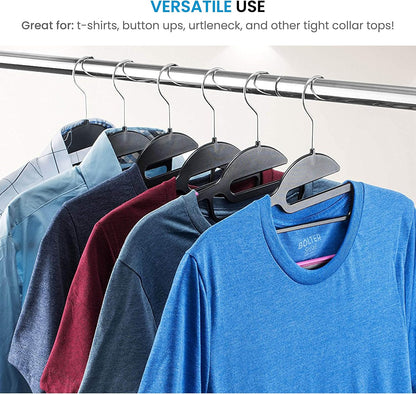 ZOBER Rubber Coated Plastic Hangers - 20 Pack, Non-Slip U-Slide Design, Space-Saving with 360° Hook