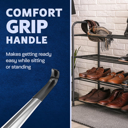 Velette 16.5" Long Shoe Horn - Travel Shoe Helper for Seniors, Men & Women, 7.5" Handle