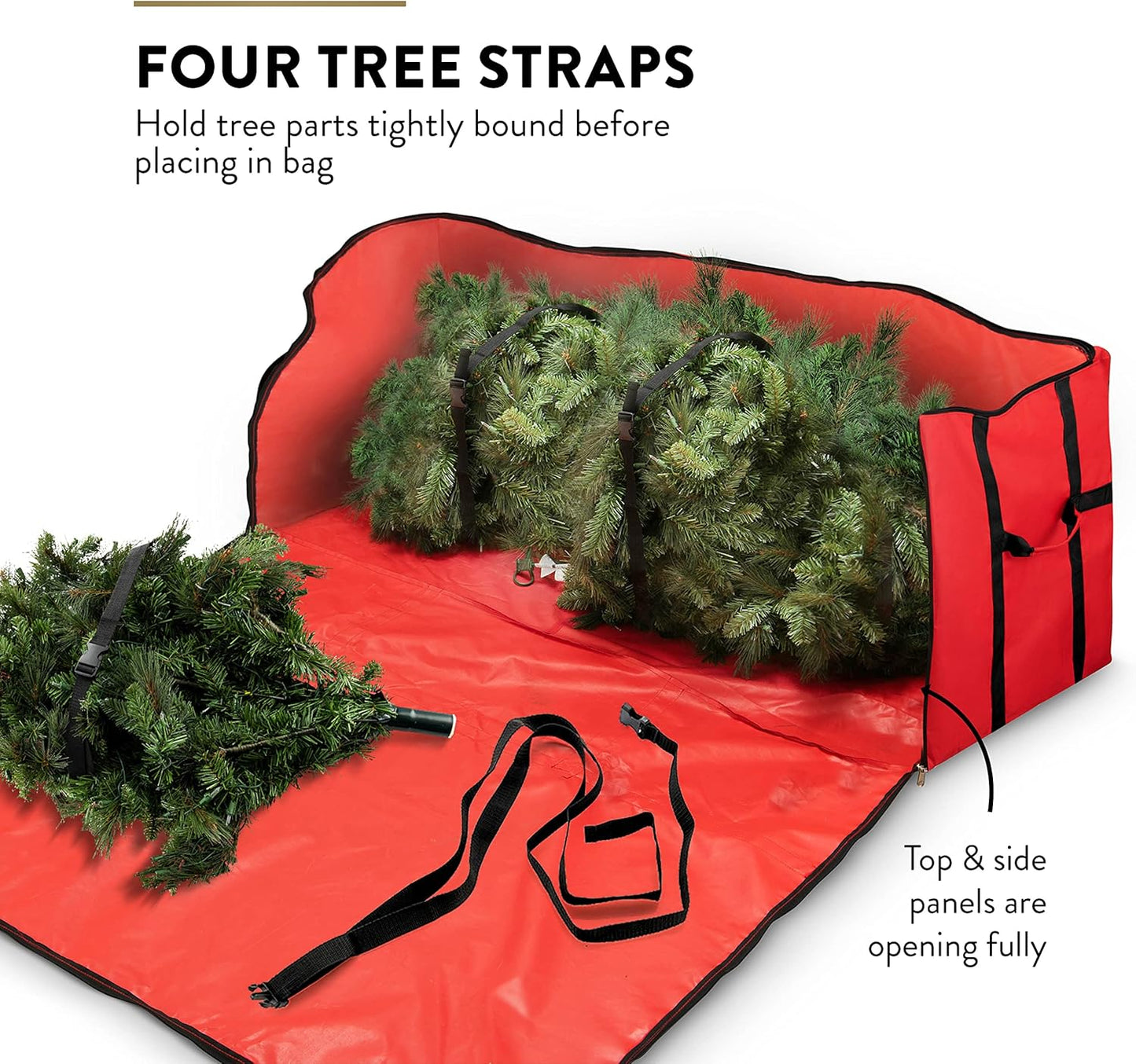 Zober Christmas Tree Storage Bag - 9 Ft, Waterproof, Tear-Proof Oxford Fabric, Zippers & Durable Straps (Red)