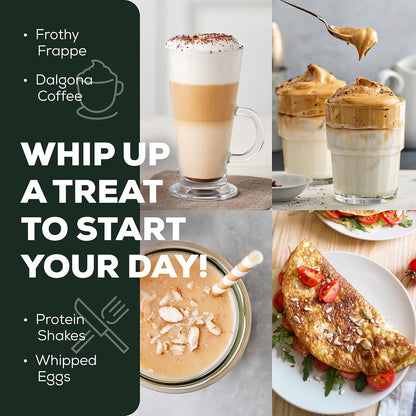 Café Casa Milchaufschäumer für Kaffee – Handgerät mit 2 Geschwindigkeiten, batteriebetrieben, Getränkemixer und Mini-Schaumbereiter aus Edelstahl – Elektrischer Schneebesen für Kaffee, Latte Macchiato, heiße Schokolade und Shakes 