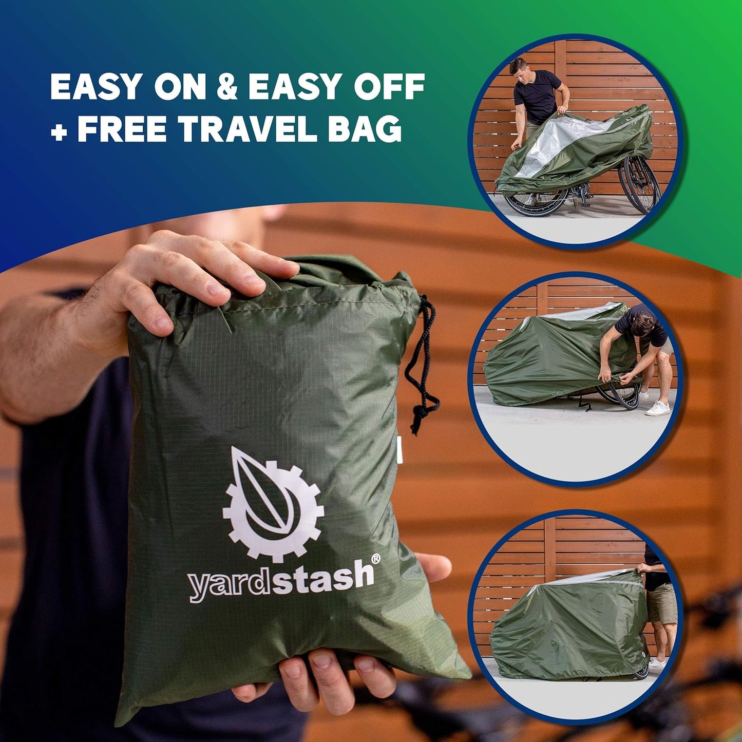 YardStash Bicycle Cover XL - Extra Large for Beach Cruiser, Mountain Bike, Electric Bikes, Kids' Bikes, with Baskets or Racks