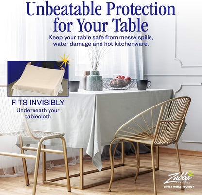 Nuvantee Table Protector Pad – 52 x 108 Inch Premium Spill & Heat Guard with Flannel Backing, Easy to Clean