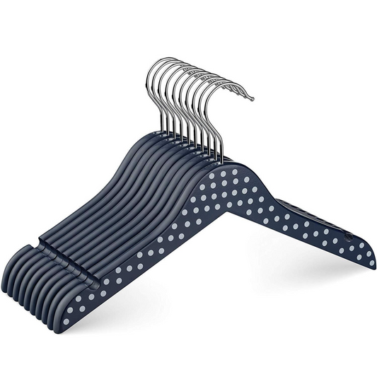 ZOBER Children's Wooden Hangers - 10 Pack, Cute Design with Notches & 360° Hook for Nursery & Toddlers