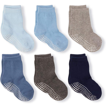 LA ACTIVE Non Slip Grip Ankle Boys and Girls Athletic Crew Socks for Babies Toddlers and Kids